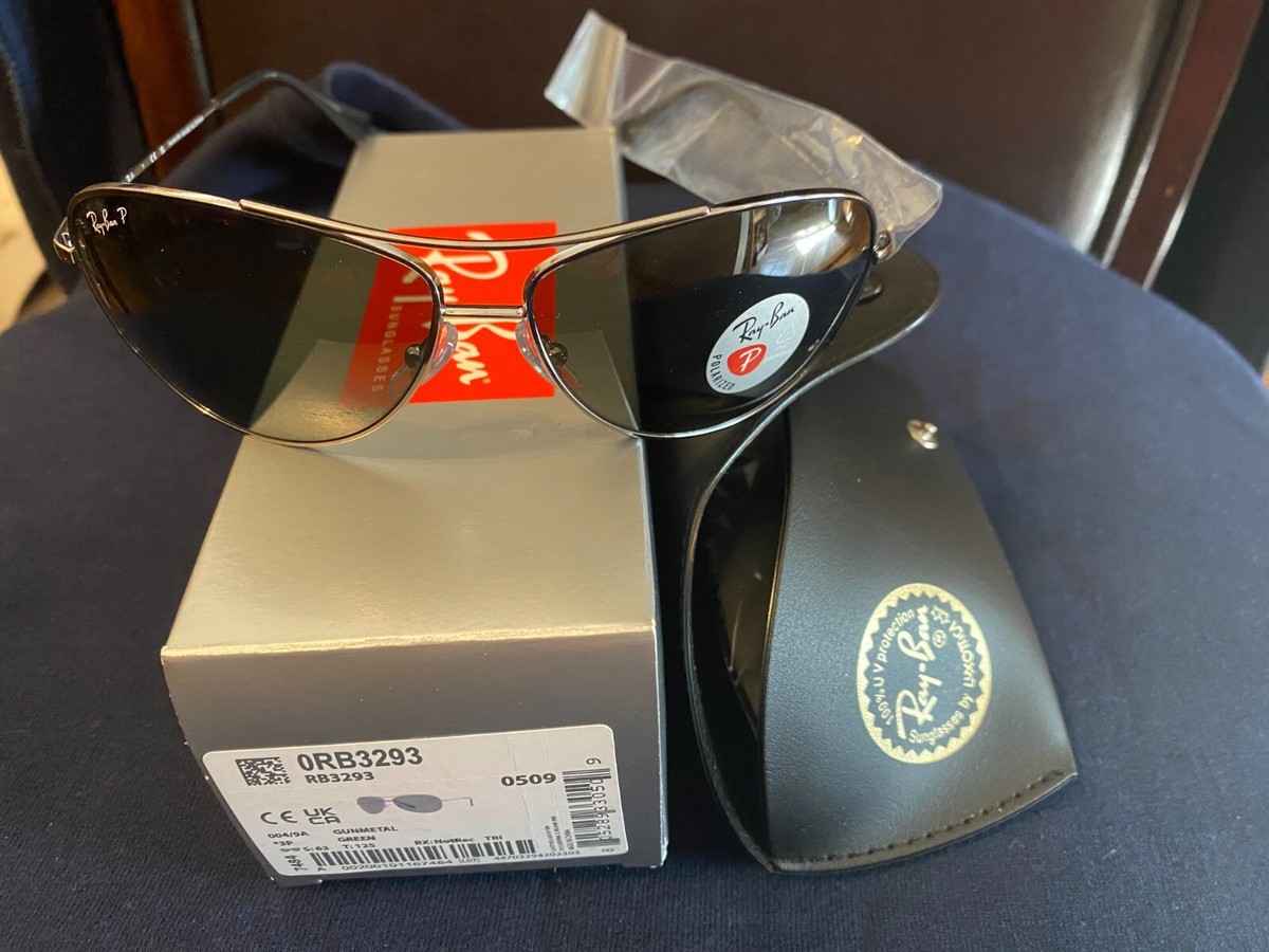 Ray-Ban | RB3293 Sunglasses | Size 63-13 Ray Ban Gunmetal 63mm Aviator Frame POLARIZED Green Lens  main image 4