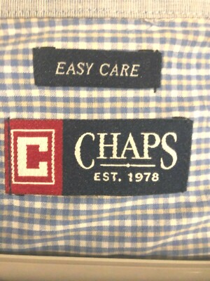Chaps Easy Care Short Sleeve Casual Shirt Blue Plaid Size L