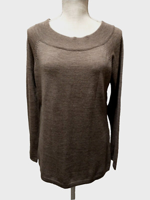NWT Brunella Gori Italy Walnut Beige Extrafine Merino Wool Scoop Neck Sweater XL