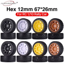 4x RC Felgen Reifen 12mm Hex für Racing 1/10 Rally Car Tamiya Traxxas HSP HPI