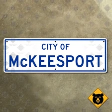 City of McKeesport Pennsylvania limit boundary street highway road sign 30x10