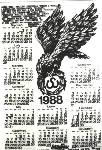 ZNACZKI SOLIDARNOŚĆ- KALENDARZ 1988