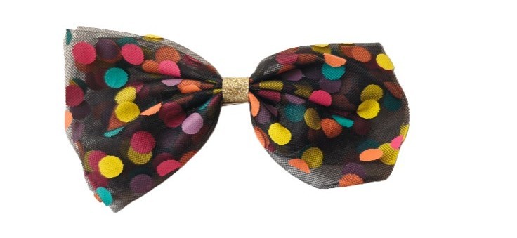 NEW 13cm Black Bright Polka Dot Spotted Bow 7.5cm Beak Hair Clip Fashion
