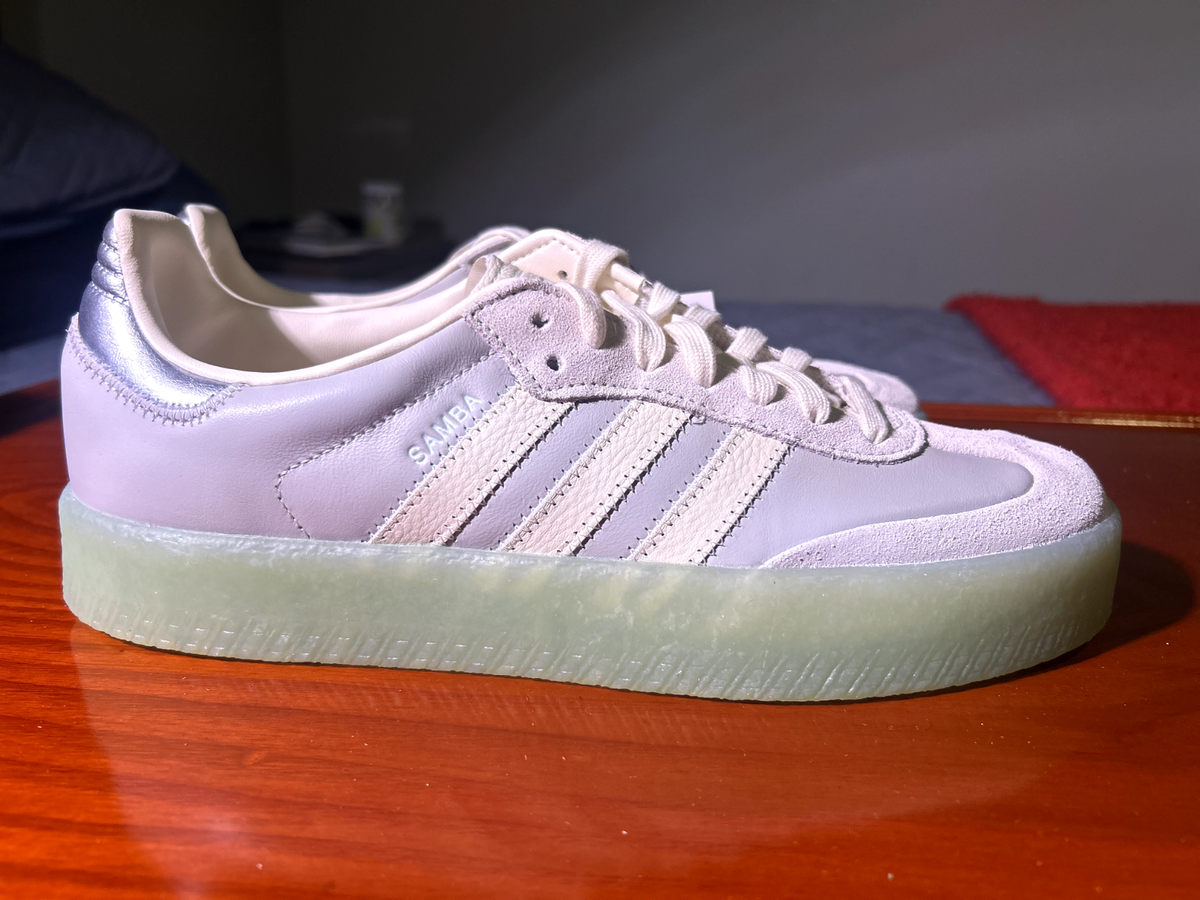 Adidas Women's Samba JI3071 Sambae Grey Silver White Green Gum-SZ