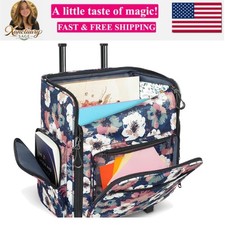 Rolling Craft Bag, Large Roller Scrapbook Tote with Wheels, Water Resistant S...