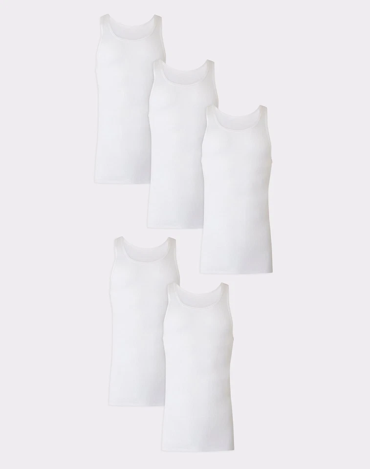 Hanes White Tank Top 5-Pack Men's Ultimate Tall Man Cool Comfort Tagless LT-2XT