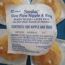 Similac SLOW FLOW Nipple and Ring, Pack of 25 Latex Free - Expire In 2028
