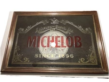 VTG Anheuser Busch Michelob Beer Sign W/Wood Frame