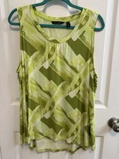 H By Halston XL Green Sleeveless Top Round Neck Preowned