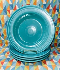 NEW FIESTA SET OF 4 classic RIM Turquoise SOUP / sm PASTA  BOWL 9”  Fiestaware