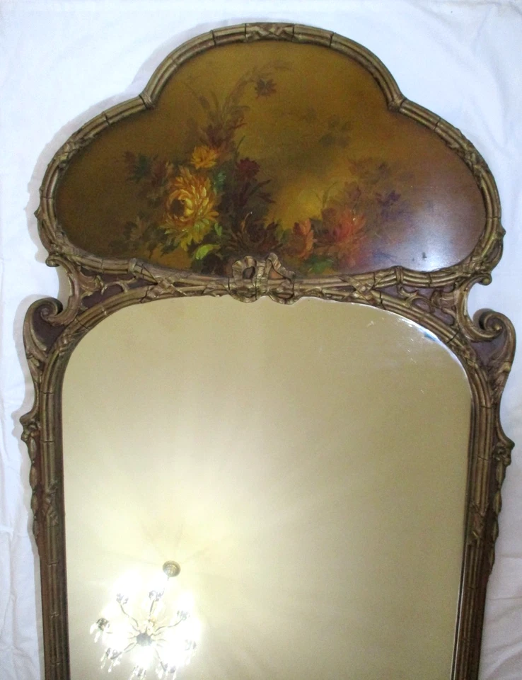 Espejo de pared francés de madera dorada Trumeau Belle Epoque de finales del siglo XIX antiguo Foto 2 de 4