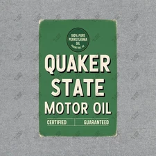 Vintage Quaker State Motor Oil Metal Sign Automotive Advertising #309939