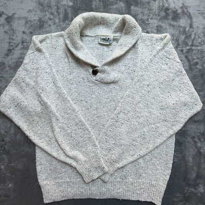 #ad Vintage Northern Reflections Sweater Medium Cream Speckled Button Collar Earthy $7.29