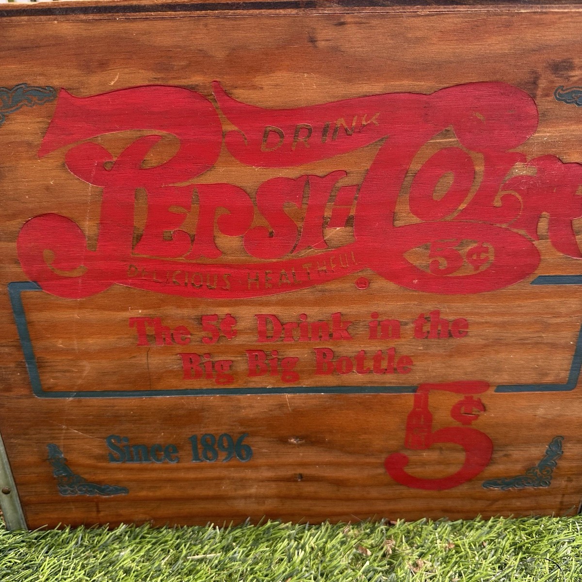 VTG 1940's-50's Wooden Pepsi Cola Delivery Crate Box (missing lid