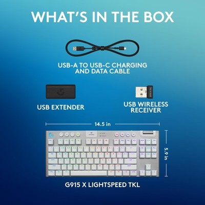 G915 X TKL White Tactile Wireless RGB Gaming Keyboard | eBay