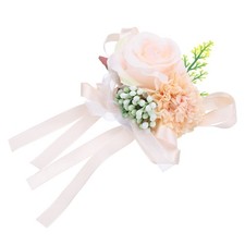 Wrist Corsage Artificial Flower Bracelets Rose Decorative 12x10cm Light Pink