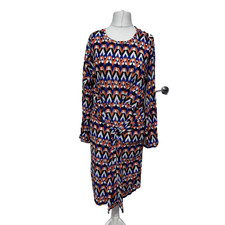 Zara Women's Zig Zag Chevron Pattern Knee Length Long Sleeve Dress Size Small