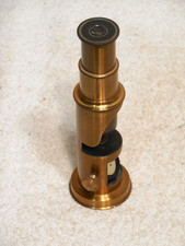 Antique Brass Drum Portable French Microscope Made in France Small 6”