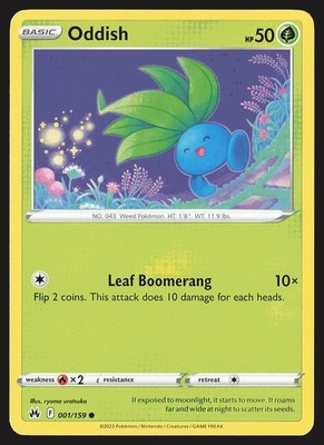 Crown Zenith Oddish #001/159 Common Pokemon Card