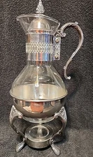 Vintage Silver Plated FB Rogers Coffee Carafe with Warming Stand Glass Carafe