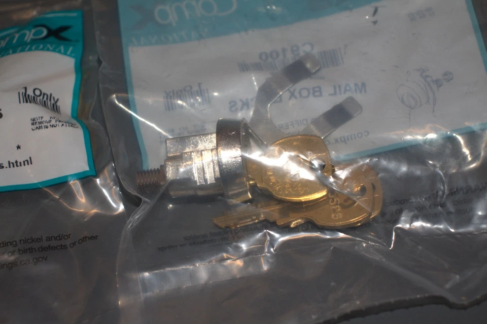 2 packs (6 Keys)  COMPX NATIONAL C9100 USPS 1172C Mail Box Lock w/ 3 Keys NEW - Image 3 of 4