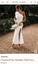 Petal & Pup Charmed One Shoulder Midi Dress Size M Off White