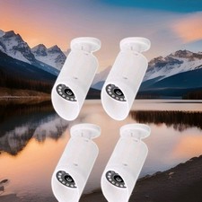 4 Fake Security CCTV Camera Dummy Camera White w/ Flashing Red LED Light