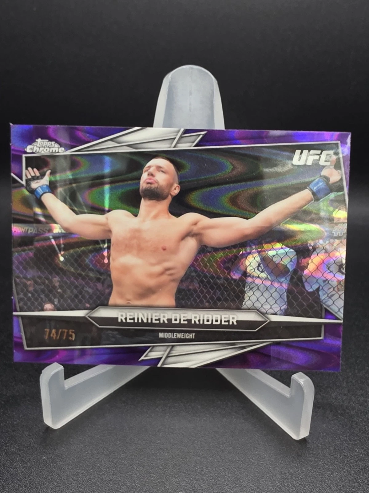 2026 Chrome UFC Reinier de Ridder #38 Purple Lava Refractor /75