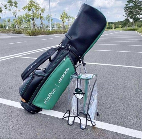 Malbon Golf × UNDEFEATED Golf Caddy Bag Green Black 2 hood covers Japan New - Picture 6 of 10