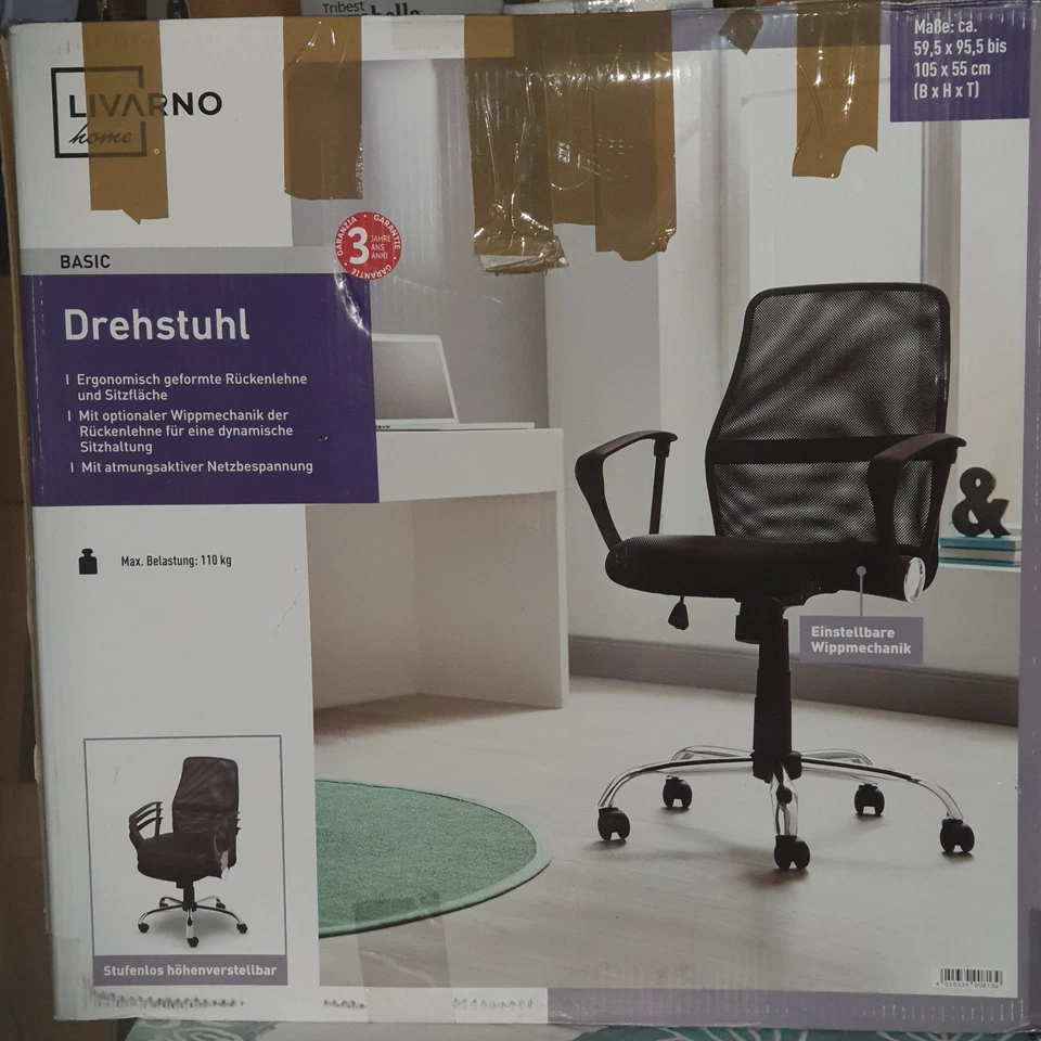 Bürodrehstuhl mit Armlehnen Schwarz