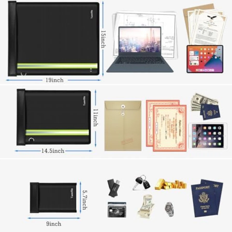 Pacote com 4 bolsas Faraday à prova de fogo para laptops, tablets, rádio, celular, chaves de carro, R - Imagem 2 de 4