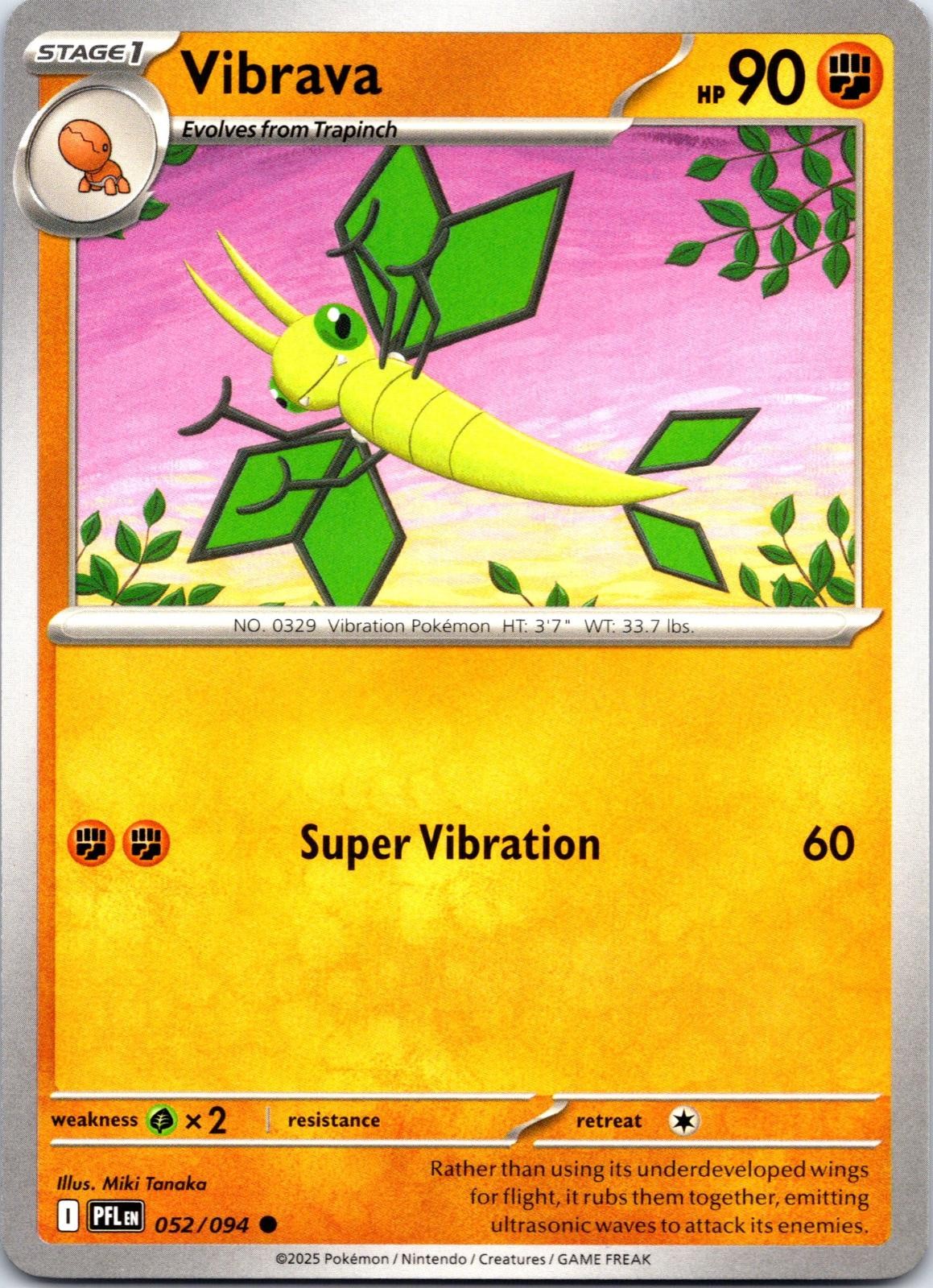 Vibrava 052/094 Common Phantasmal Flames Pokemon NM