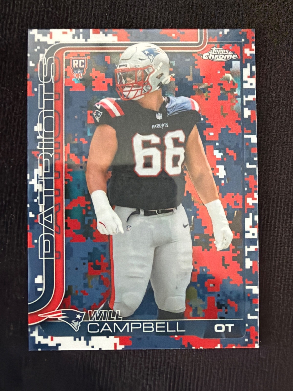 2025 Topps Chrome Will Campbell Patriots Team Camo SSP
