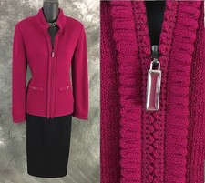 BEAUTIFUL St John collection jacket magenta knit suit blazer size 6