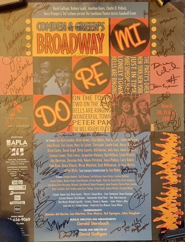 STAGE LA Benefit Signed Poster Betty Garrett Carole Cook Rod McKuen Adam Lambert