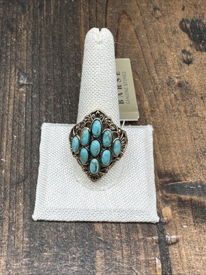 Barse Sanibel Nonagon Ring- Turquoise- Bronze- 11.5-NWT