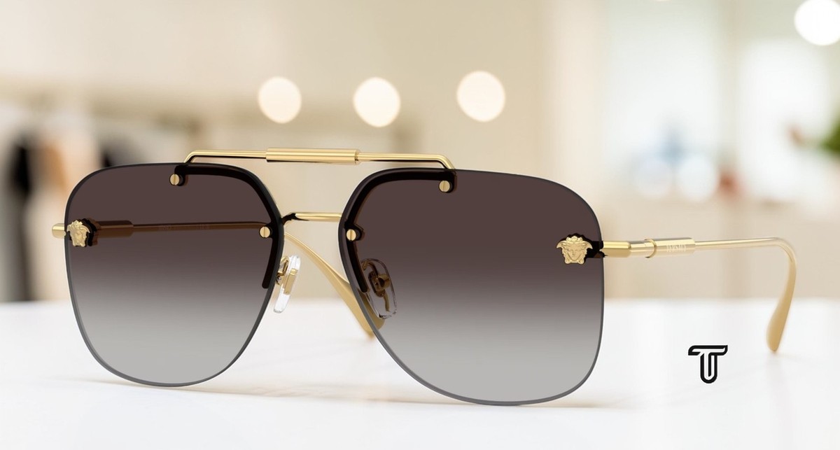 VERSACE VE2296 100284 Gold Grey Gradient 60 mm Women display picture 2