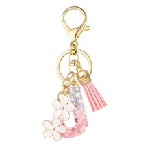 Girls Pink Flower Chain Cute Keychain Initial Keychain Key Chain for Pink-j