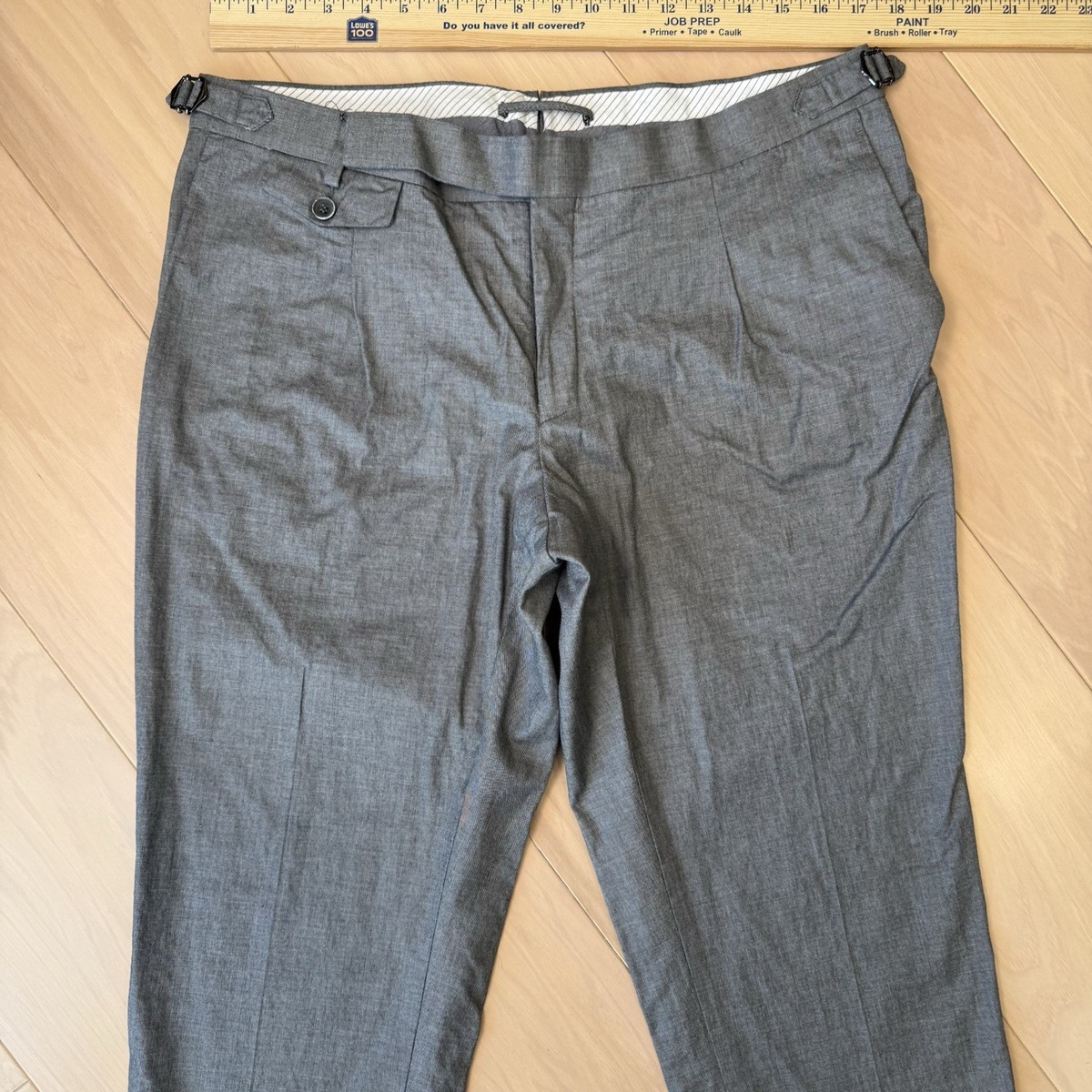Suit Supply Dress Pants 35 Gray Pleated Made in Italy Fabric Designer View 3