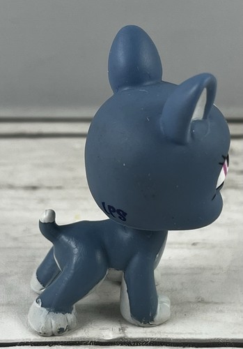 Littlest Pet Shop LPS #1025 Blue White Boston Terrier Purple Eyes - Picture 2 of 7