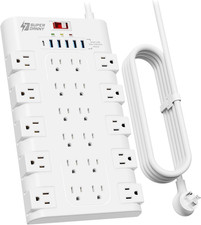 10' Extension Cord with Multiple Outlets,Surge Protector Power Strip 1875W/15A 