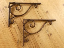 2 Antique Style Shelf Brace Wall Bracket Cast Iron Brackets Corbels Plant Hook