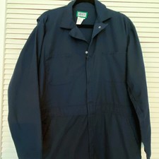 Liberty Coveralls Work Jumpsuit Zip Front Long Sleeve Two Pocket Navy Blue Large
