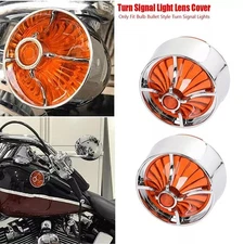 Bullet Turn Signal Light Amber Lens Cover Bezels Visor for Harley Touring Dyna