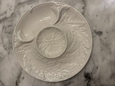 Vintage French Gien Majolica Cream Artichoke/Oyster Plates