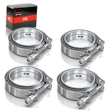  BCQ-U8S 4 Pcs 3" Inch V- Band Clamp Kit with Male/Female Exhaust Pipe SS304 