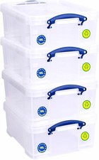 Really Useful 18 Litre Plastic Stackable (4 Boxes) clear
