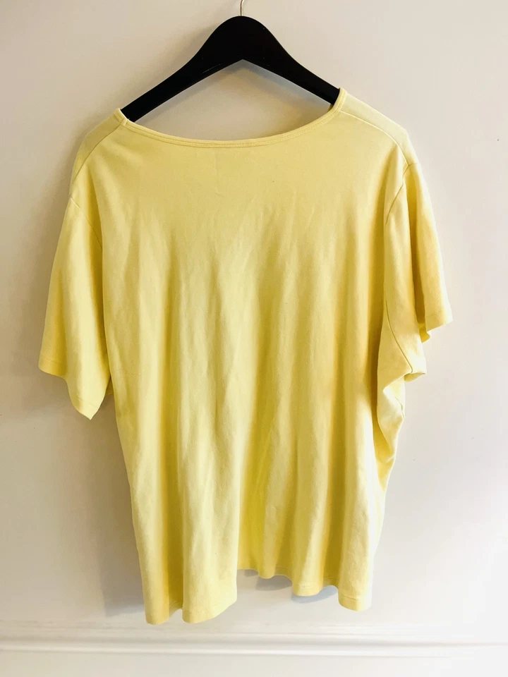 Camiseta de manga corta Quacker Factory tejida con gráfico de pavo real talla 3X amarilla Foto 2 de 4