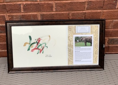 Original Watercolor by African Elephant Sukari 2005 Framed Read Description