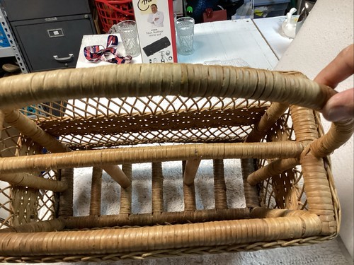 Portariviste vintage in legno curvato porta dischi bambù manici boho 19” MCM - Foto 18 di 20
